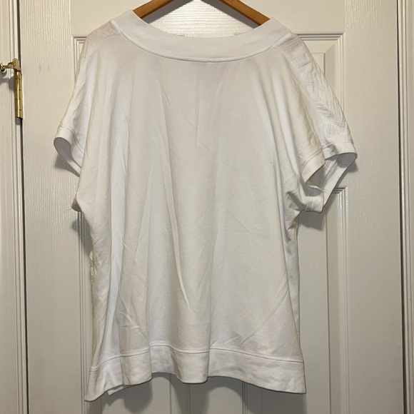Chico’s XL (3) white short sleeve mixed media shirt. - Picture 3 of 3